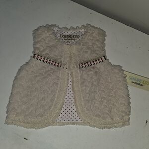 NWT GENUINE Kids by Oshkosh Faux Fur Embroidered Vest Cream ~~ Size 2T/3T